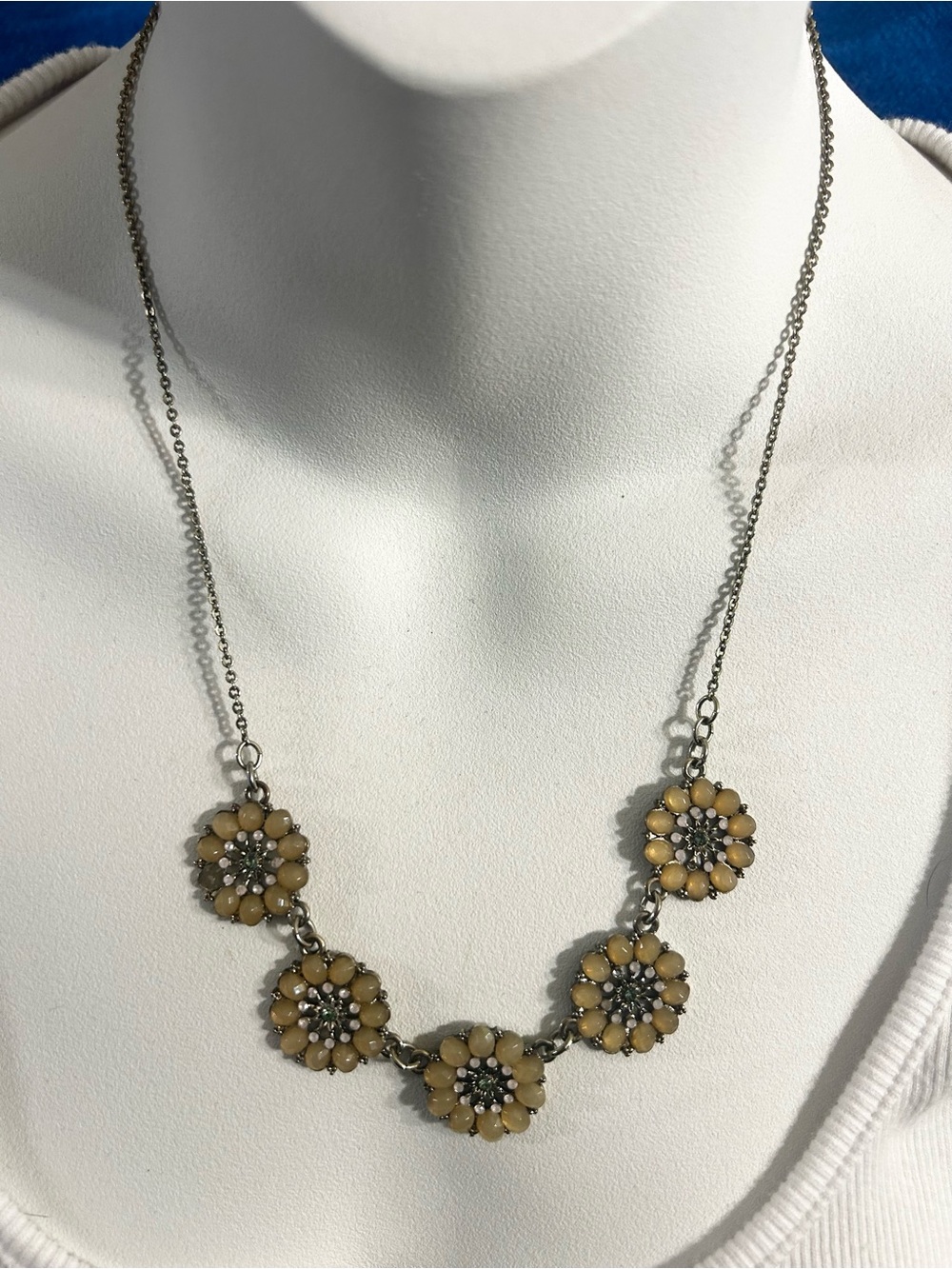 Y2K Yellow Floral Cluster Rhinestone Statement Necklace